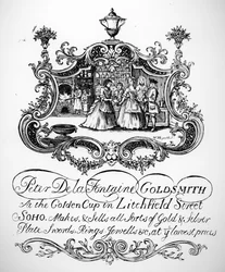 Handelskarte für Peter De la Fontaine, Goldschmied, ca. 1790er